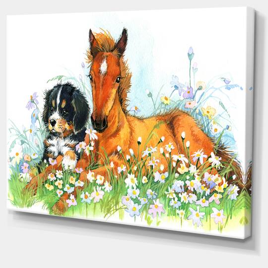 Designart - Relaxing Brown Cute Horse